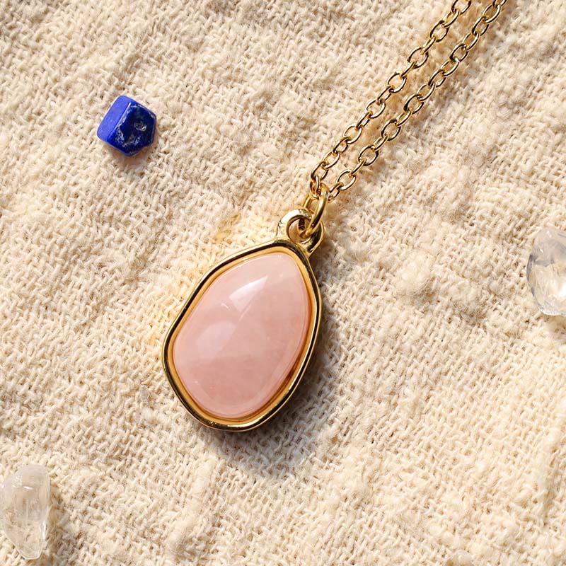 Collana con ciondolo di benedizione in quarzo rosa, ametista, avventurina verde naturale Buddha Stones