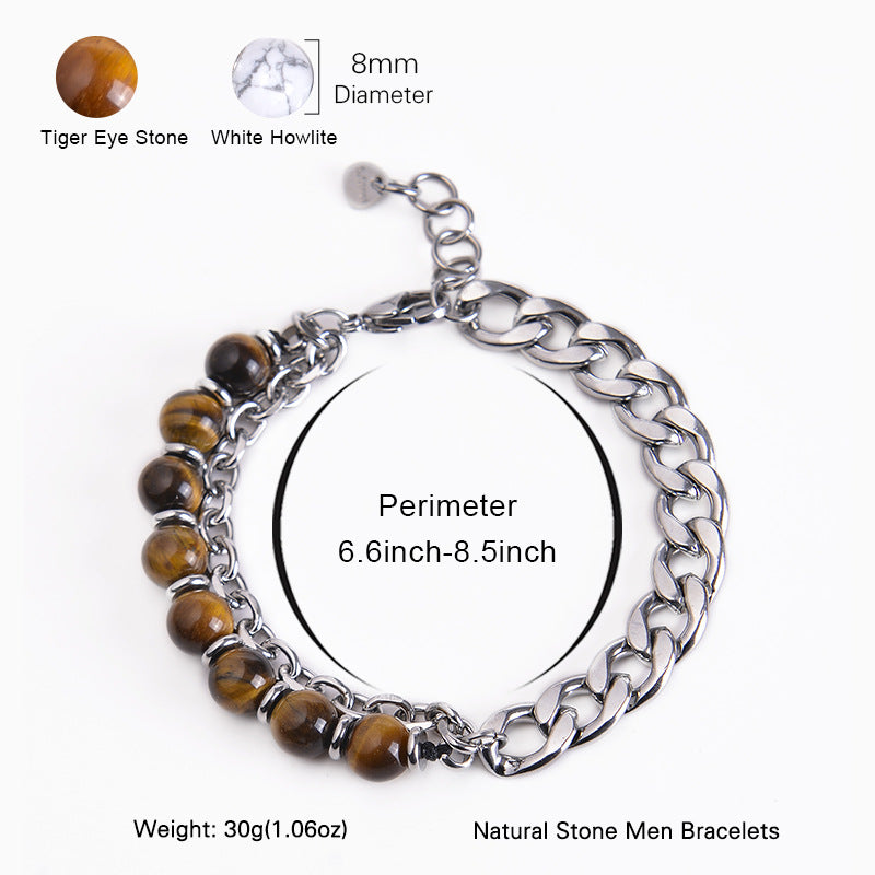 Braccialetto Buddha Stones Tiger Eye Picasso Jasper Frosted Stone Strength