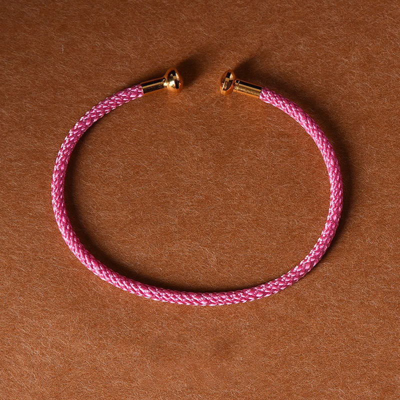 Braccialetto con polsino in corda intrecciata con design semplice fatto a mano Buddha Stones - Rosa intenso - image 24