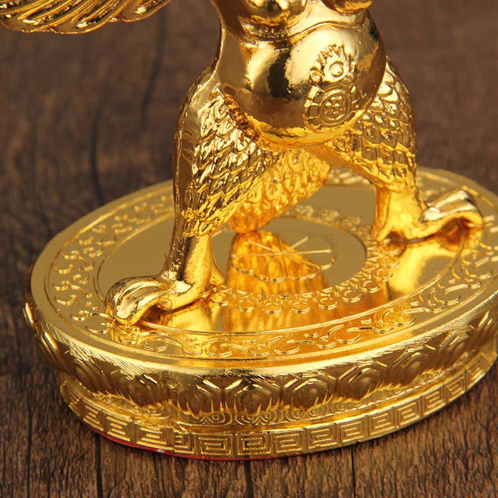 Decorazione per la casa in lega di protezione per uccelli Garuda in oro tibetano - image 3