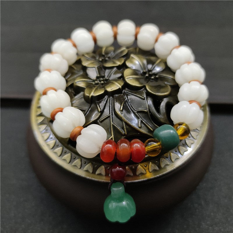 Bracciale Bodhi Harmony in agata naturale con semi di Bodhi