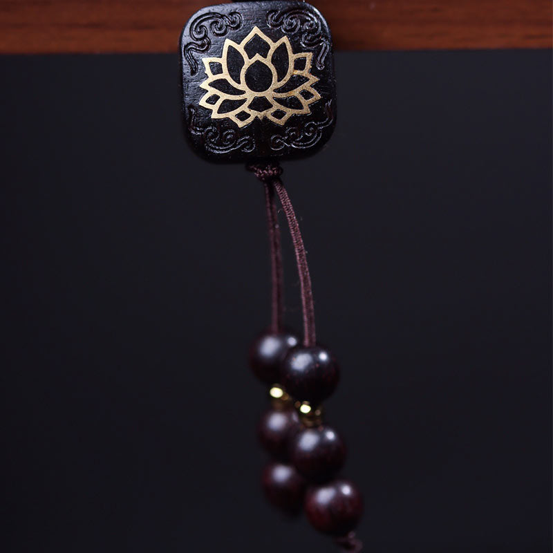 Buddha Stones 108 Mala Beads Tibetano Piccola Foglia Sandalo Rosso Braccialetto di Equilibrio di Loto - image 8