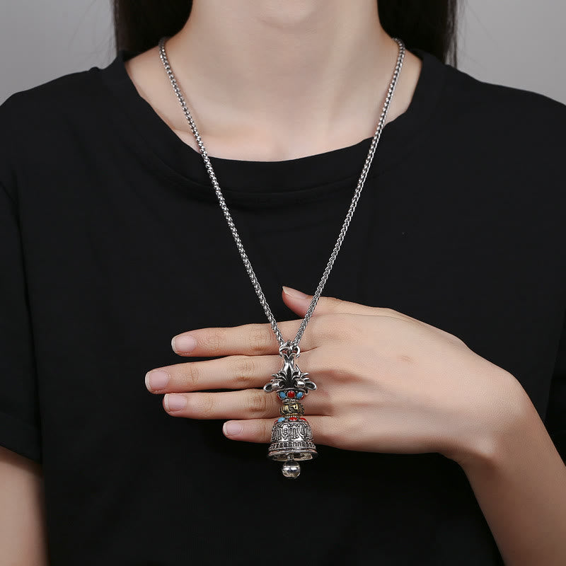 Ciondolo con collana Buddha Stones tibetano Om Mani Padme Hum Dorje Vajra campana - image 5