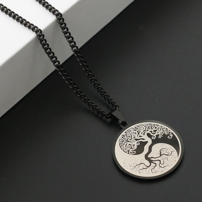 Collana con ciondolo in acciaio al titanio e Buddha Stones, l'albero della vita - image 4