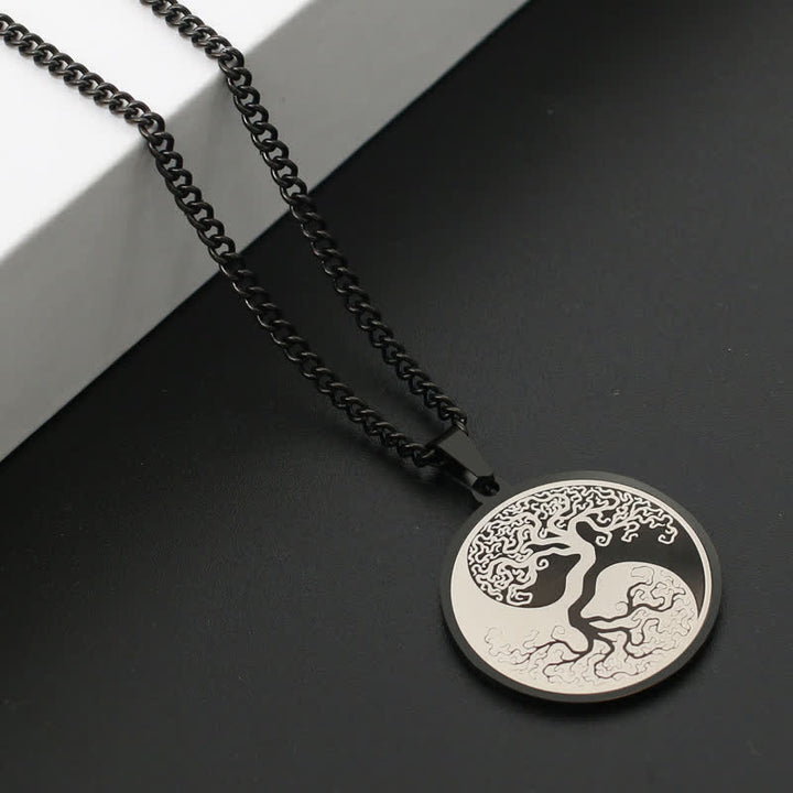 Collana con ciondolo in acciaio al titanio e Buddha Stones, l'albero della vita - image 4