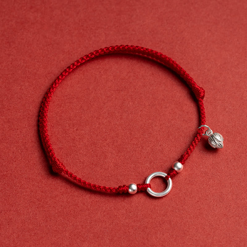 Braccialetto in corda rossa con fibbia in argento sterling 925 Buddha Stones Lucky Fortune Peace Joy Lotus Peace - Rosso (circonferenza del polso 15-18 cm) - Loto - image 20