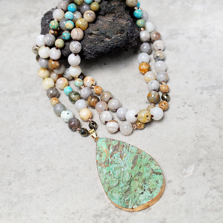 Collana di perline di guarigione in diaspro Picasso naturale dell'oceano Buddha Stones - image 4