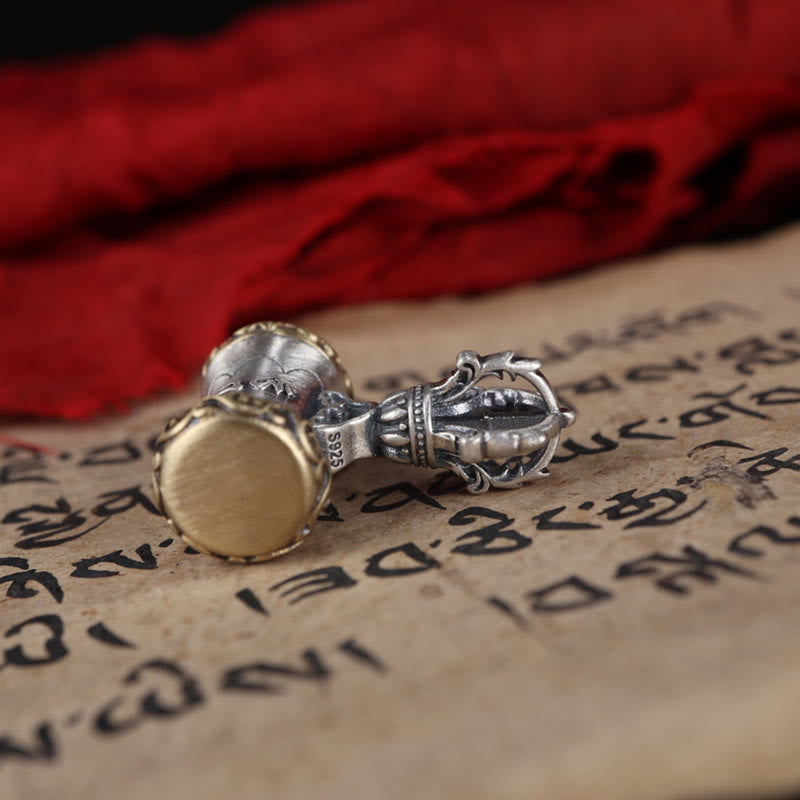 Buddha Stones Tibet 925 Sterling Silver Om Mani Padme Hum Dorje Campana Vajra Inciso Illuminazione Ciondolo Appeso Decorazione - image 10