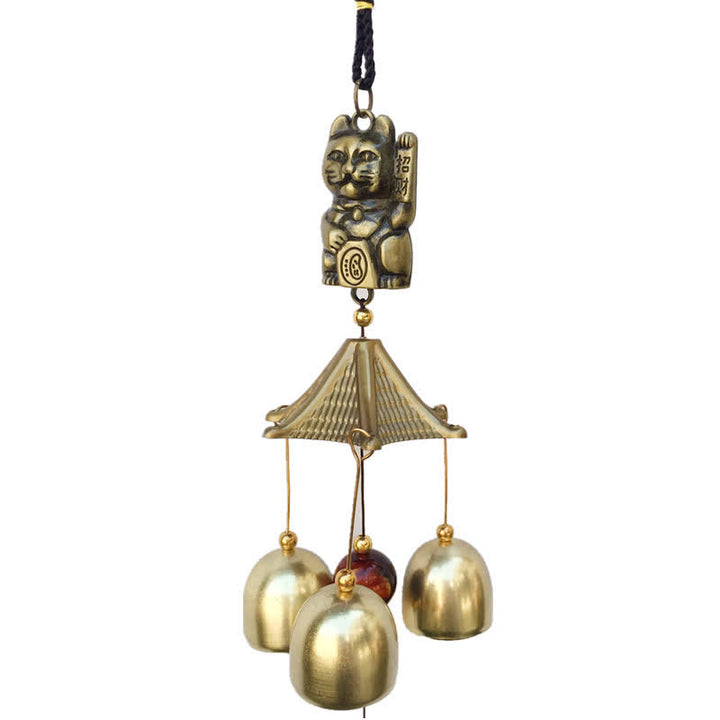 Campanello da parete con gatto di buona fortuna, decorazione per la casa fatta a mano in rame - image 6