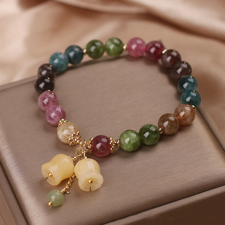 Braccialetto dell'amore con perline di fiori di tormalina colorata naturale Buddha Stones