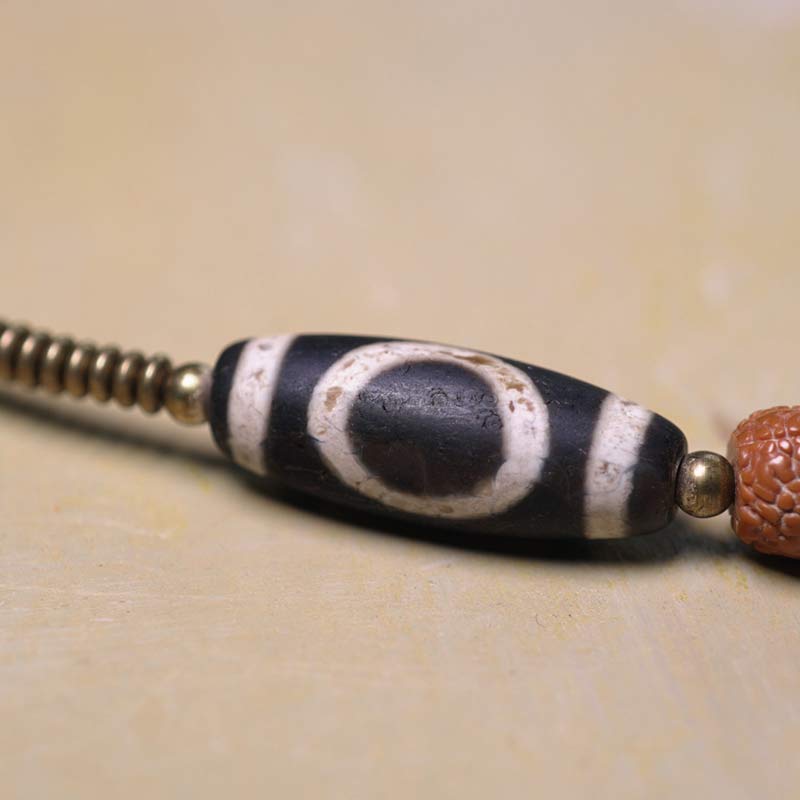 Buddha Stones 108 Mala Rudraksha Beads Bodhi Seed Dzi Bead Luck Auspiciousness Nappa Bracciale