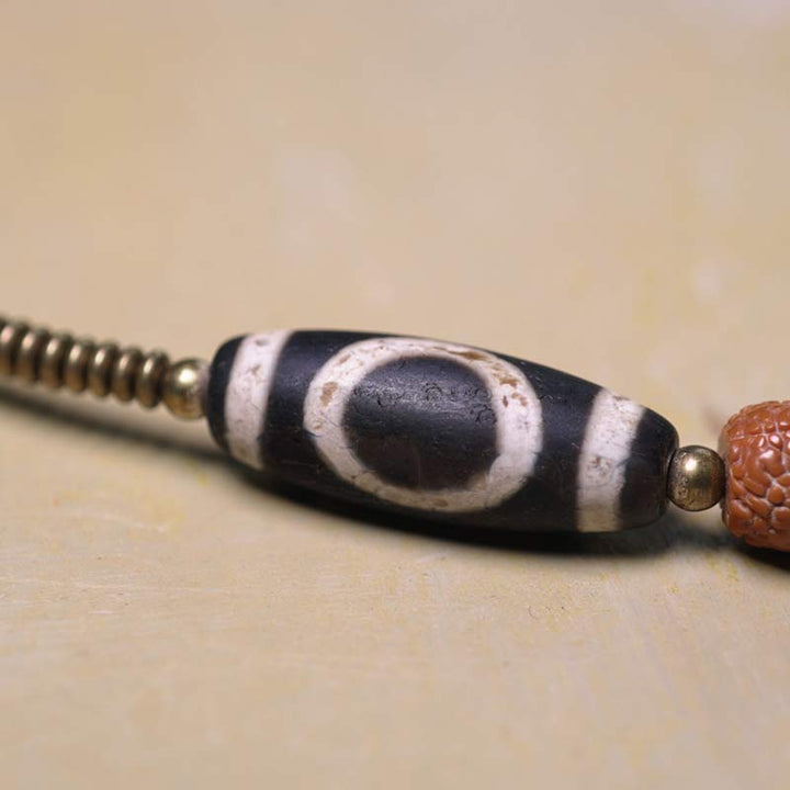 Buddha Stones 108 Mala Rudraksha Beads Bodhi Seed Dzi Bead Luck Auspiciousness Nappa Bracciale