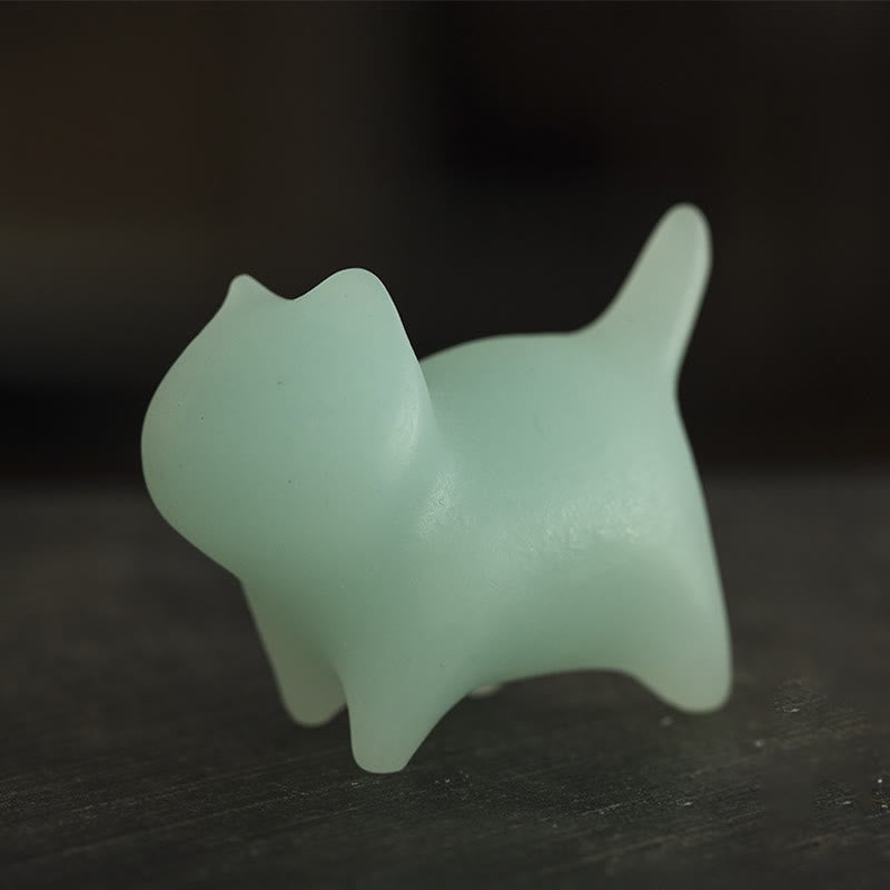 Buddha Stones 2 pezzi Mini carino gatto Glowstone luminoso gatto fortunato decorazione energetica - image 3