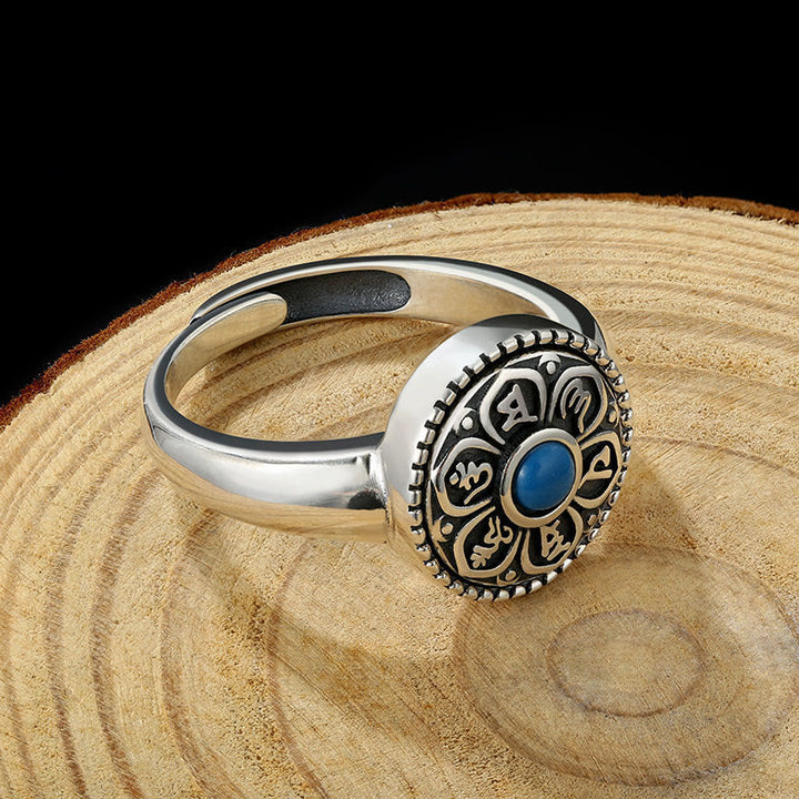 Anello girevole con Buddha Stones tibetano Om Mani Padme Hum Peace