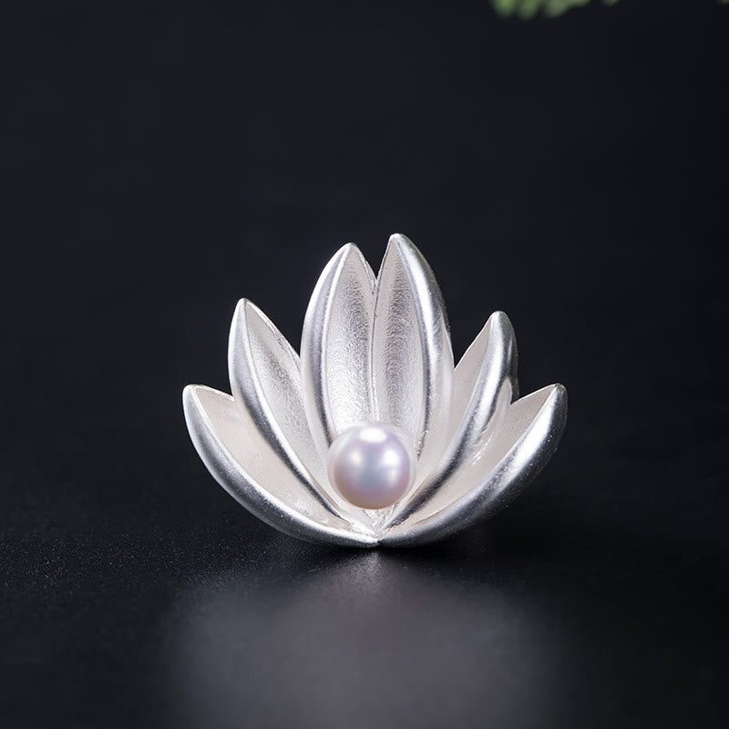 Spilla Buddha Stones 925 Sterling Silver Lotus Flower Pearl New Beginning - LOTO (Illuminazione♥Nuovo Inizio) - image 0
