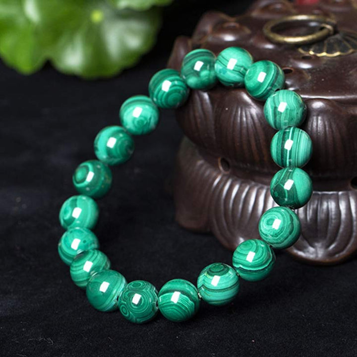 Braccialetto di protezione e calma in malachite naturale Buddha Stones