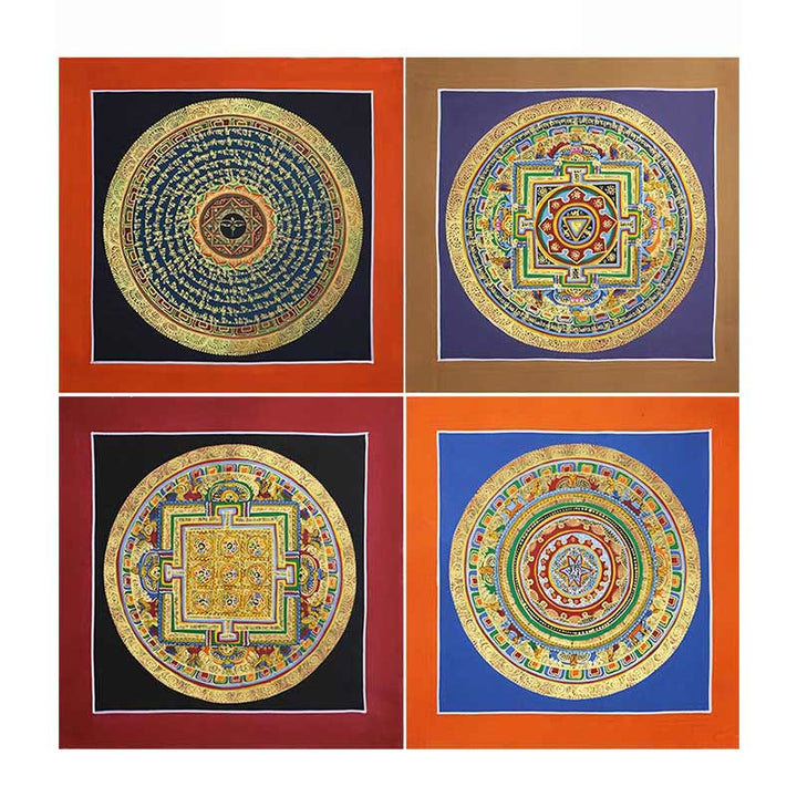 Dipinto Thangka tibetano fatto a mano, benedizione spirituale, scatola cieca, motivo a colori casuali