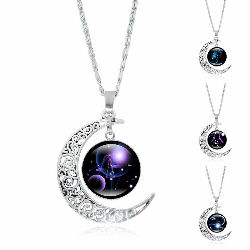Buddha Stones Collana con ciondolo a catena con 12 costellazioni dello zodiaco e protezione della luna - image 1