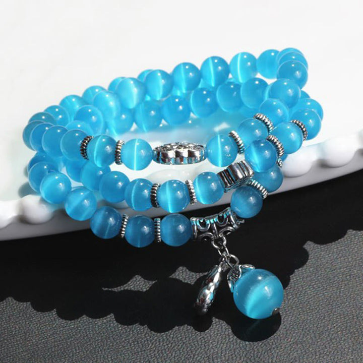Braccialetto triplo avvolgente con supporto PiXiu Cat Eye Buddha Stones