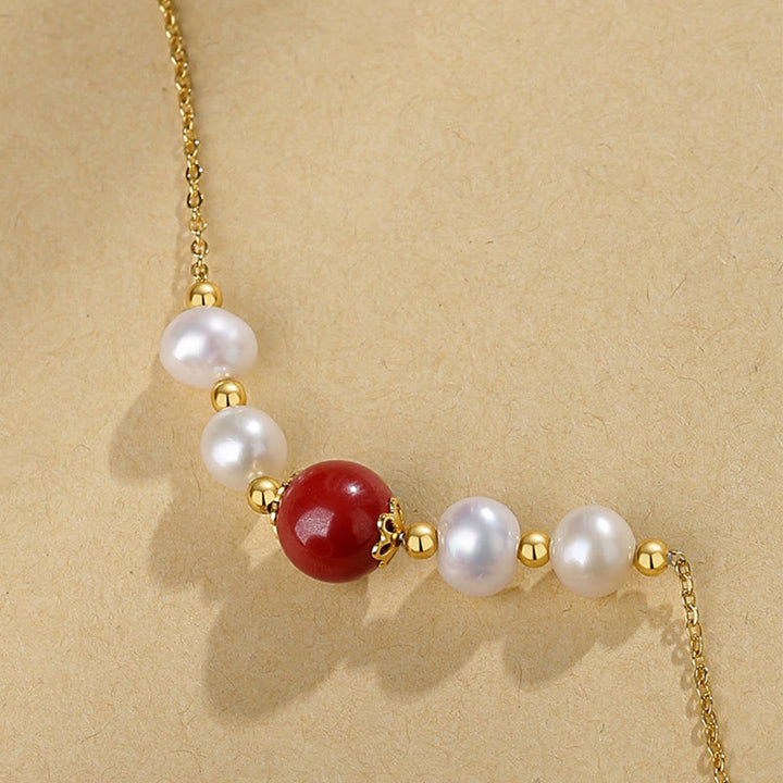 Collana con ciondolo a catena con perle di guarigione sincerità in argento sterling 925 con pietre Buddha Stones e cinabro - image 4