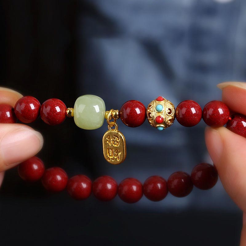 Braccialetto con ciondolo di protezione della fortuna in avventurina verde cinabro Buddha Stones