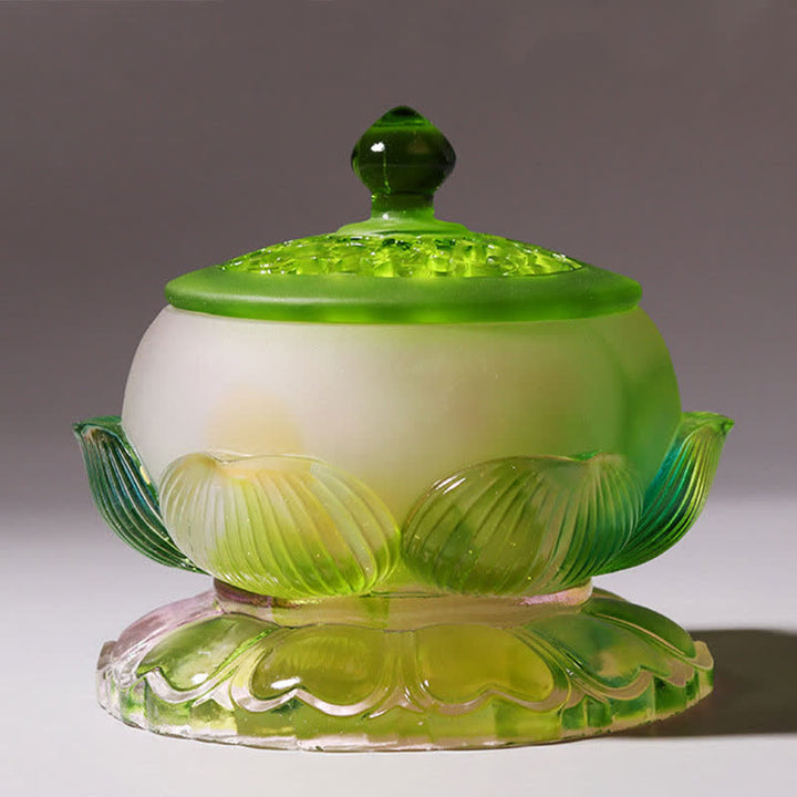 Feng Shui Lotus fatto a mano Liuli Crystal Art Piece Home Office Offerta Decorazione - image 16