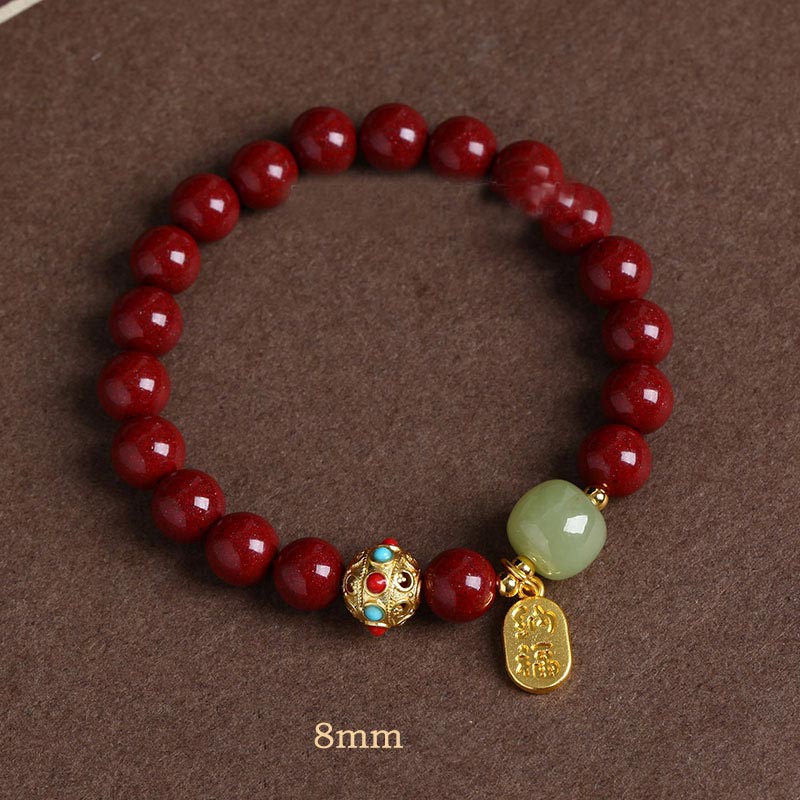 Braccialetto con ciondolo di protezione della fortuna in avventurina verde cinabro Buddha Stones