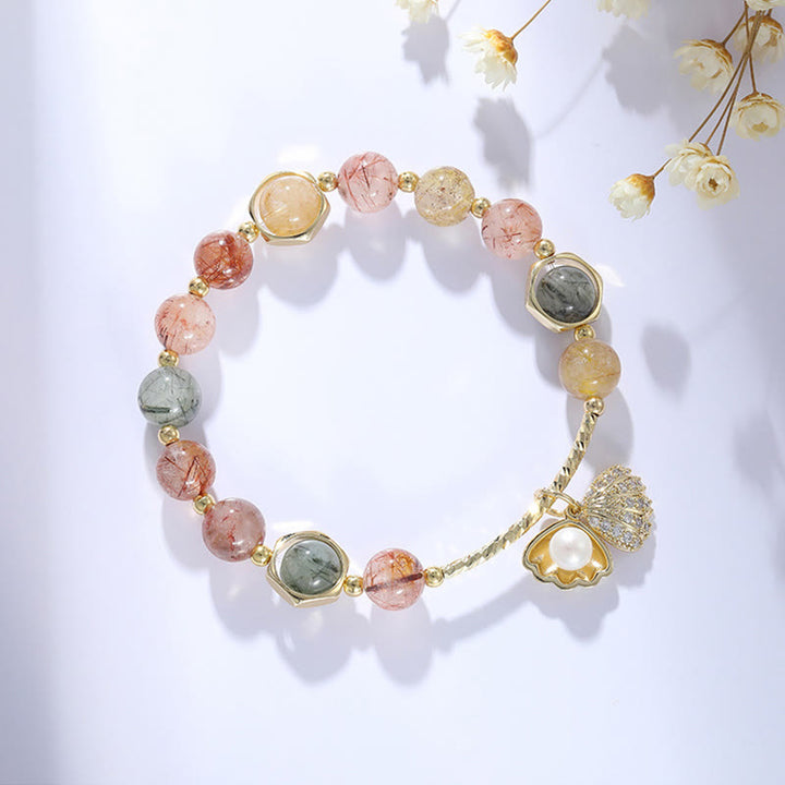 Braccialetto di perline di protezione in quarzo rutilato naturale colorato Buddha Stones