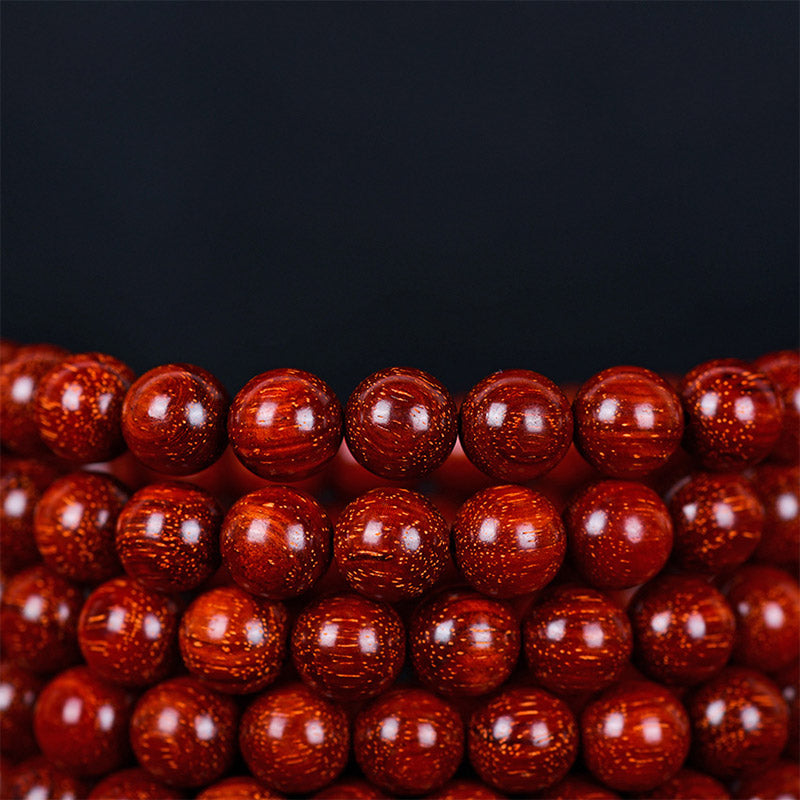 Braccialetto di equilibrio in legno di sandalo rosso con foglia piccola tibetana Buddha Stones - image 15