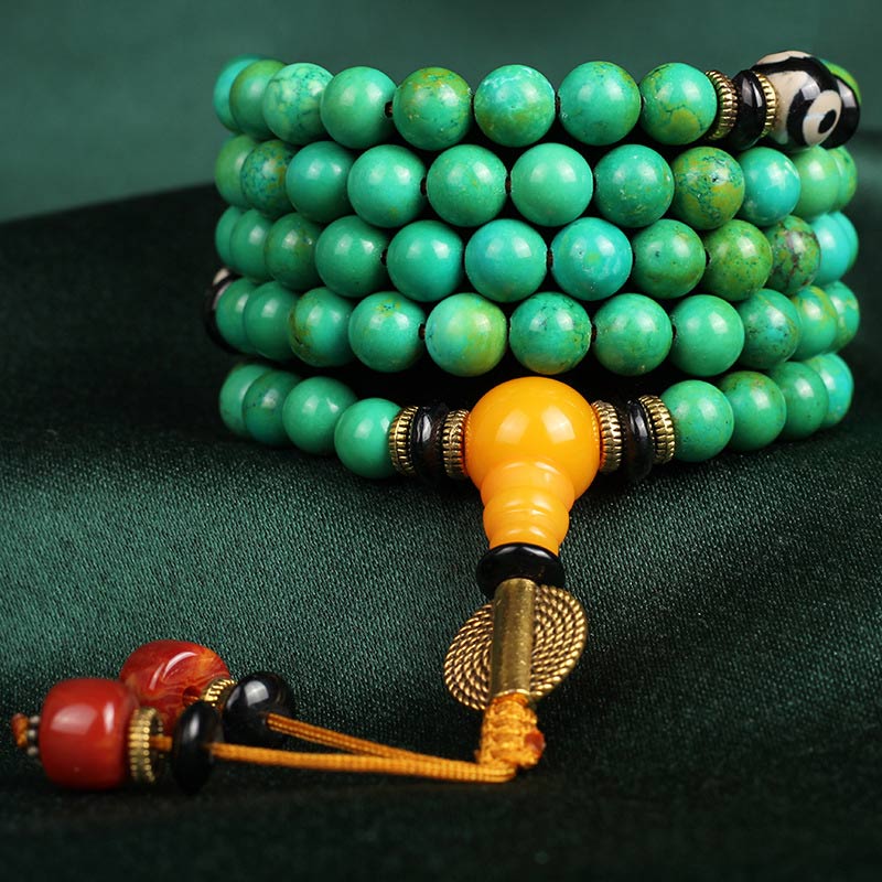Buddha Stones Collana e bracciale Mala in turchese tibetano per l'equilibrio - image 1