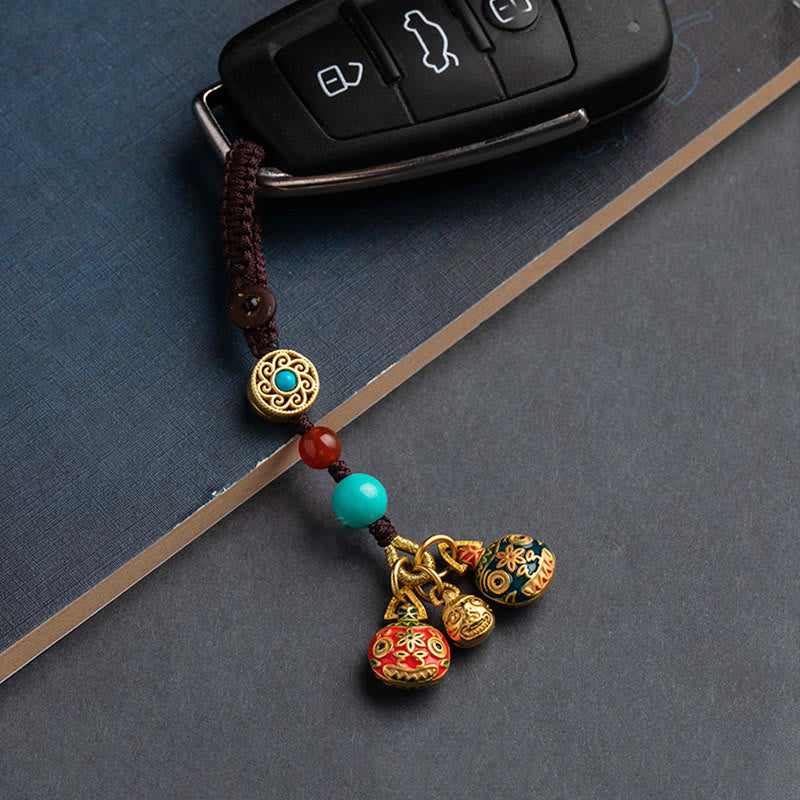 Buddha Stones Oro Ingoiare Bestia Famiglia Fortuna Portachiavi Auto Telefono Appeso Decorazione
