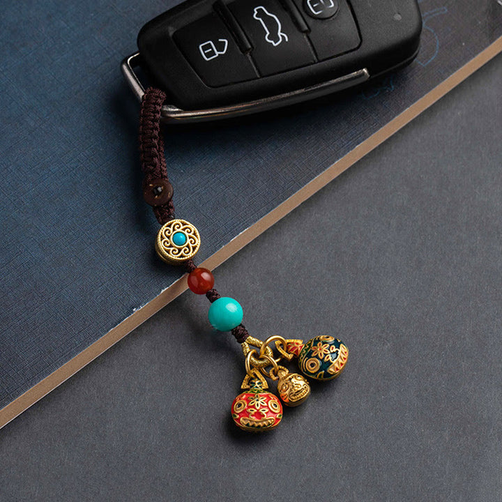 Buddha Stones Oro Ingoiare Bestia Famiglia Fortuna Portachiavi Auto Telefono Appeso Decorazione