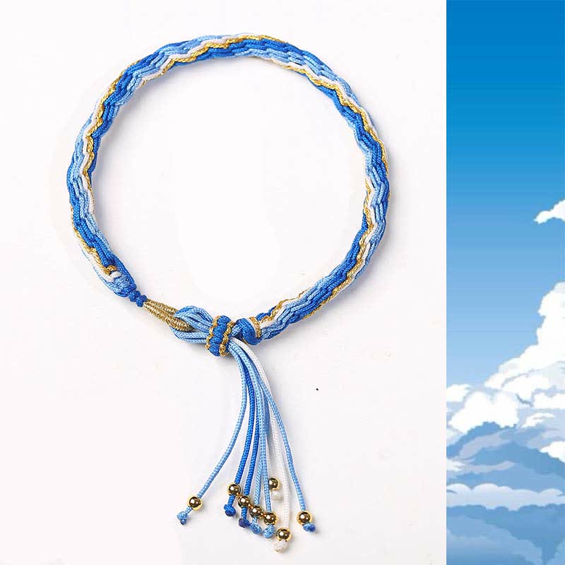 Braccialetto di protezione con treccia e nodo della fortuna della reincarnazione