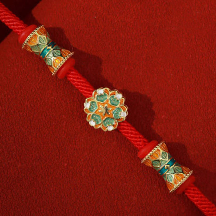 Buddha Stones Dunhuang 925 Sterling Silver Lotus Drum Nuovo inizio Braccialetto in corda rossa - image 5