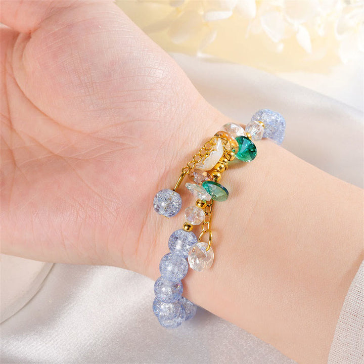 Braccialetto di perline di vetro con ciondolo a forma di fiore con design semplice Buddha Stones