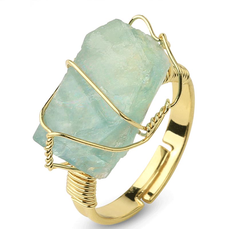 Anello regolabile con pietra preziosa naturale in cristallo di ametista Buddha Stones
