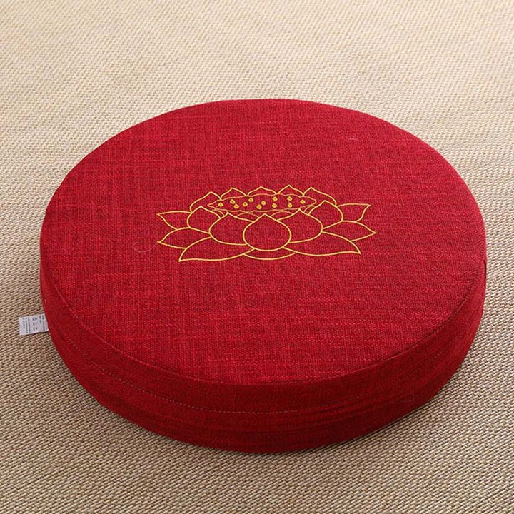 Cuscino per seduta da meditazione in cotone e lino con ricamo di loto Buddha Stones