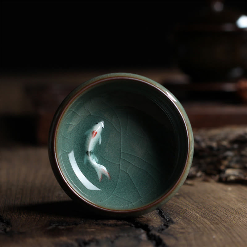 Buddha Stones Koi Fish colorato Tazza da tè in ceramica Kung Fu Tazza da tè Ciotola - Un pesce koi colorato 7,8 cm * 3,4 cm * 60 ml - image 13