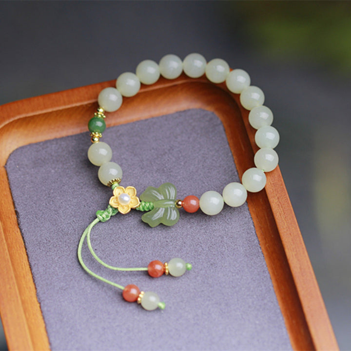 Bracciale Buddha Stones 925 Sterling Silver Jade Luck Flower Butterfly - image 4