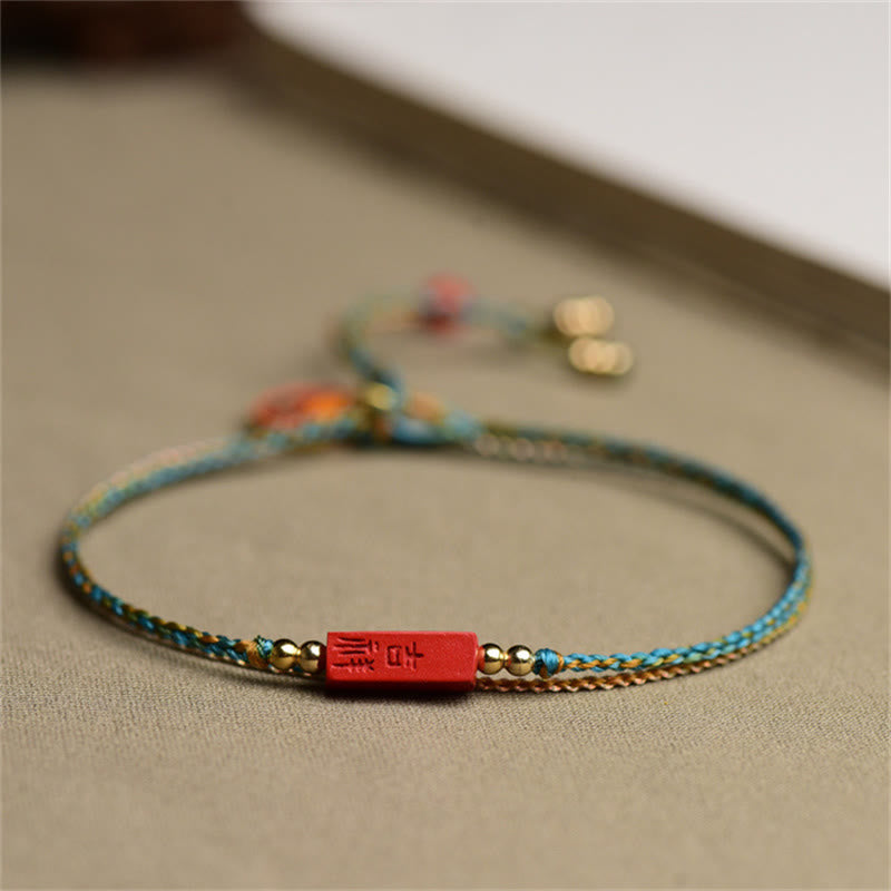 Braccialetto a doppio strato intrecciato con treccia di benedizione Buddha Stones Cinnabar fatto a mano come si desidera