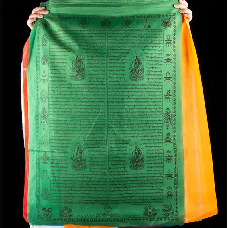 Buddha Stones Bandiera tibetana a 5 colori con cavallo a vento, simbolo di felicità e buon auspicio per la preghiera all'aperto. - image 12