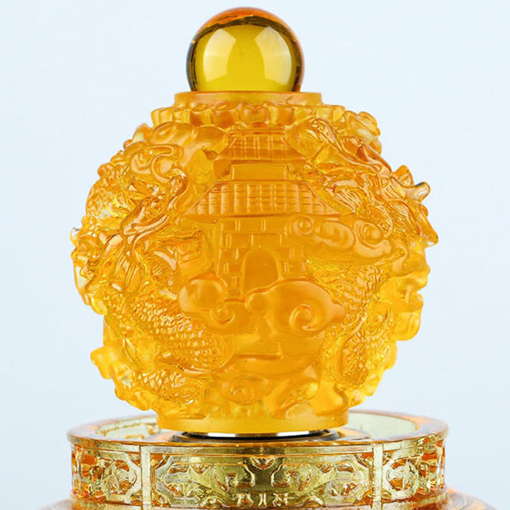 Buddha Stones Feng Shui Drago di buon auspicio Cristallo Liuli fatto a mano Pezzo d'arte girevole Fortuna Decorazione per ufficio in casa - image 8