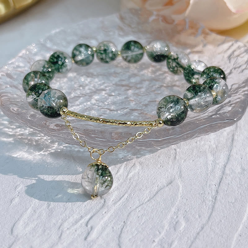Braccialetto con ciondolo Buddha Stones Green Phantom Crystal Confidence