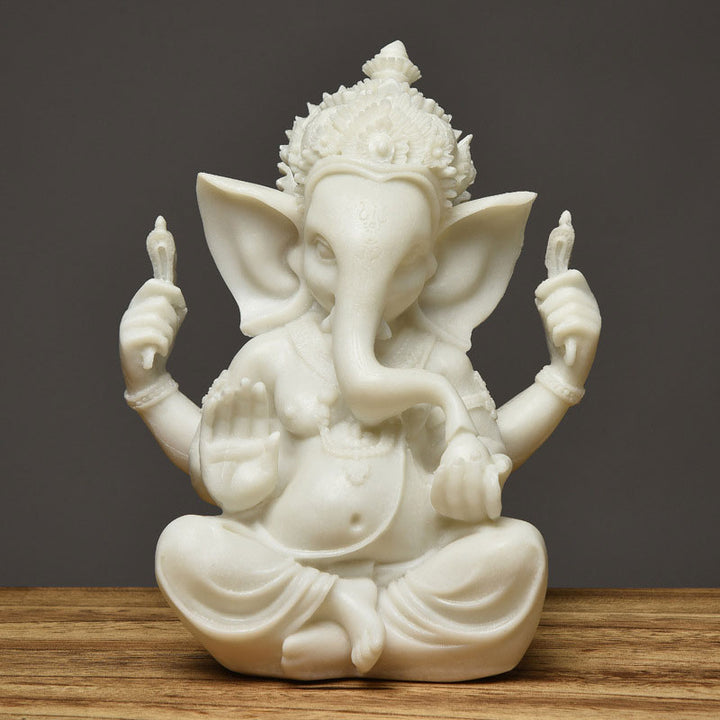 Buddha Stones Ganesh Ganpati Statua Elefante Ricchezza Benedizione Decorazione Casa - Bianco - image 8