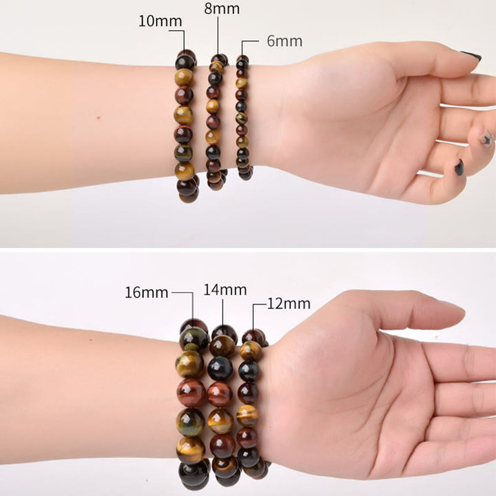 Braccialetto di protezione positiva con occhio di tigre naturale Buddha Stones