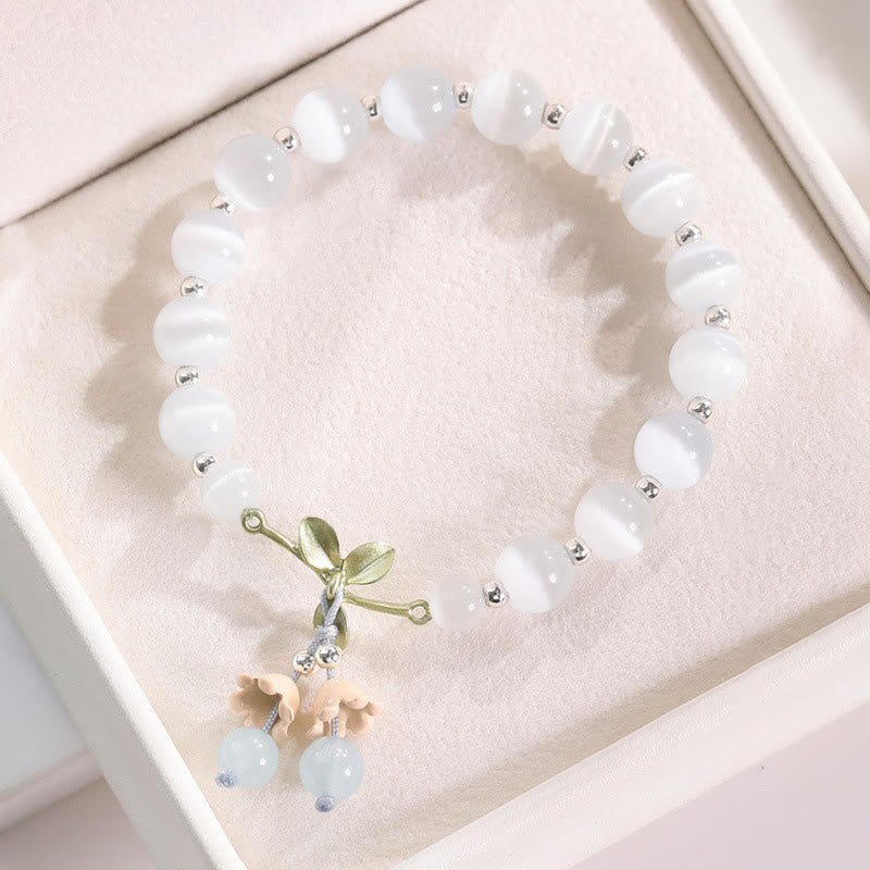 Bracciale con ciondolo Buddha Stones Cat's Eye, Aventurina verde, Calcedonio blu, Cristallo rosa, Orchidea della pace - Occhio di gatto e calcedonio blu - image 2