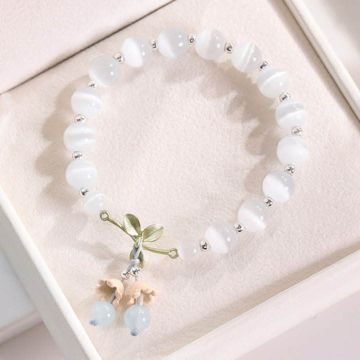 Bracciale con ciondolo Buddha Stones Cat's Eye, Aventurina verde, Calcedonio blu, Cristallo rosa, Orchidea della pace - Occhio di gatto e calcedonio blu - image 2