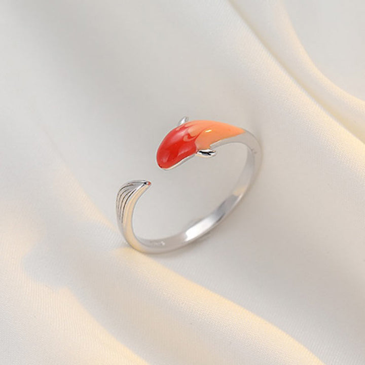Buddha Stones Koi Fish Rame Equilibrio Fortuna Anello Regolabile