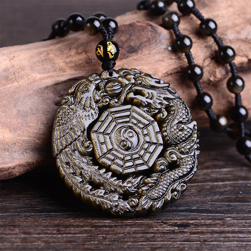 Collana con ciondolo di energia curativa in ossidiana dorata Buddha Stones