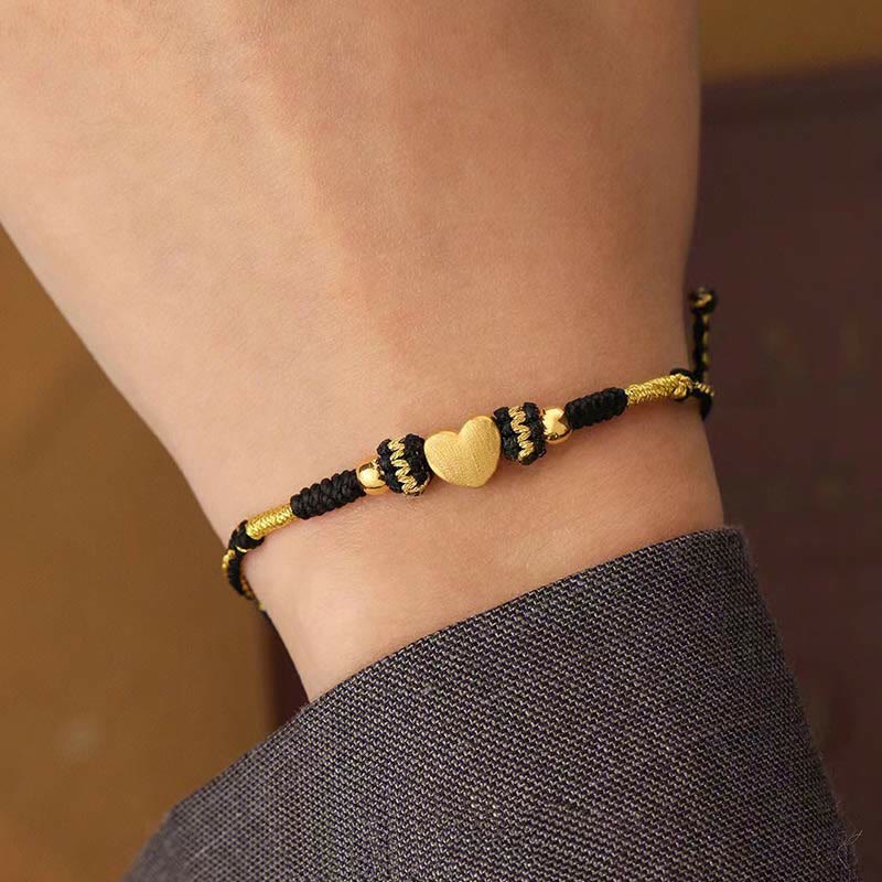 Bracciale intrecciato con nodo King Kong, fatto a mano, con cuore d'amore, Buddha Stones Tibet